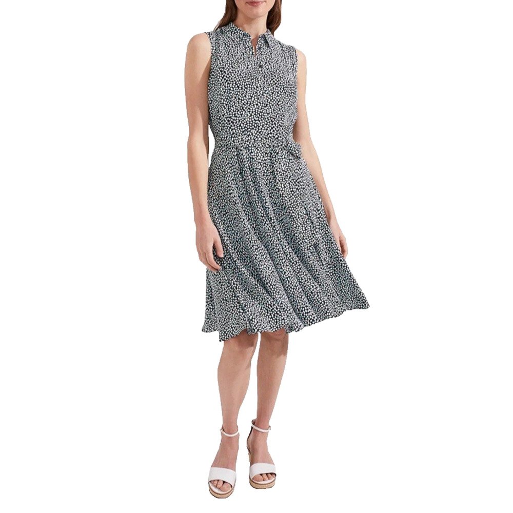 Hobbs London Womens US 8 Belinda Navy Blue Polka Dot Shirt Dress Career Office